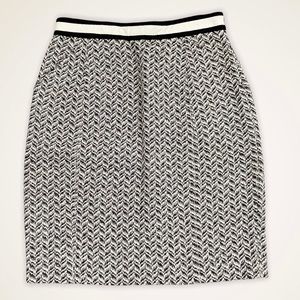 Milly of New York Herringbone Pencil Skirt Women’s Size 6 Wool Blend Black White